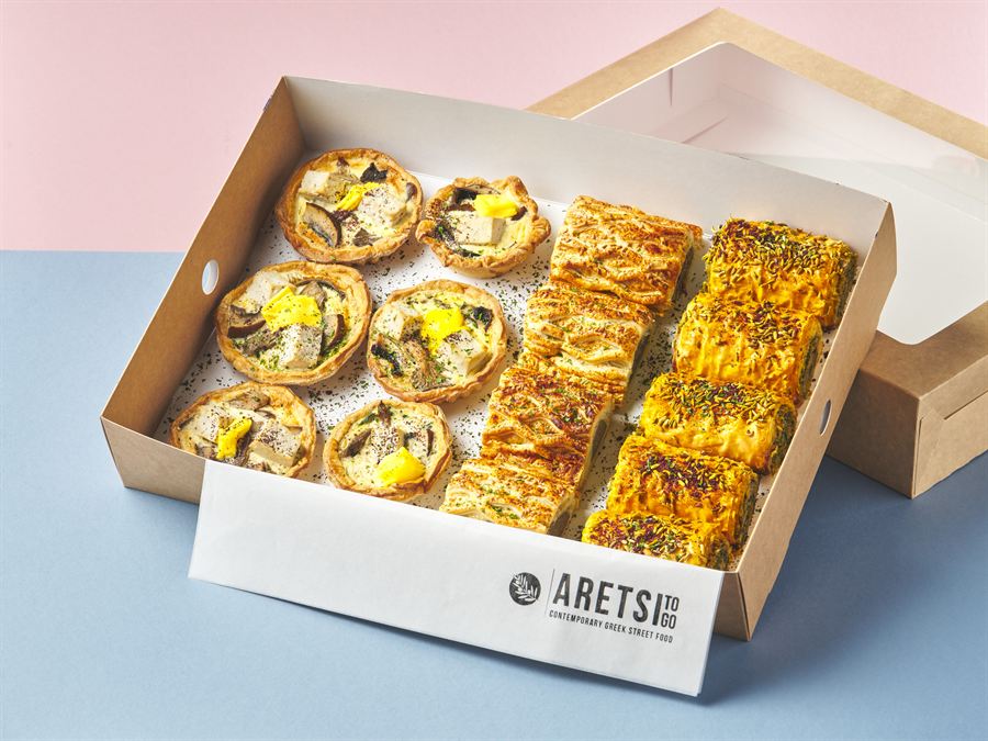 Aretsi lunch boxes with savoury pastries