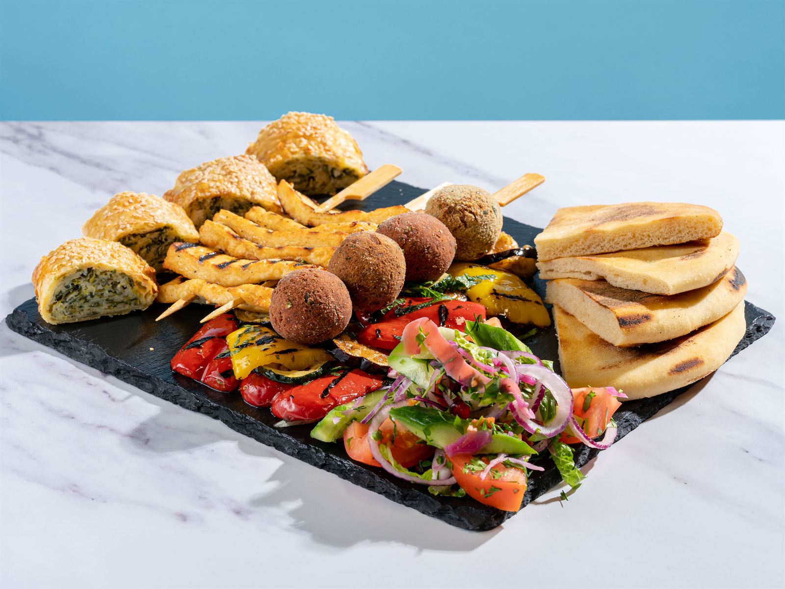 A Greek mezze sharing board